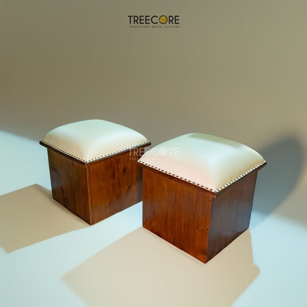 Art Deco Cubic Stool with Anthracite Elegance