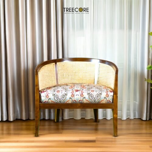 Classic Teak Floral Rattan Chair
