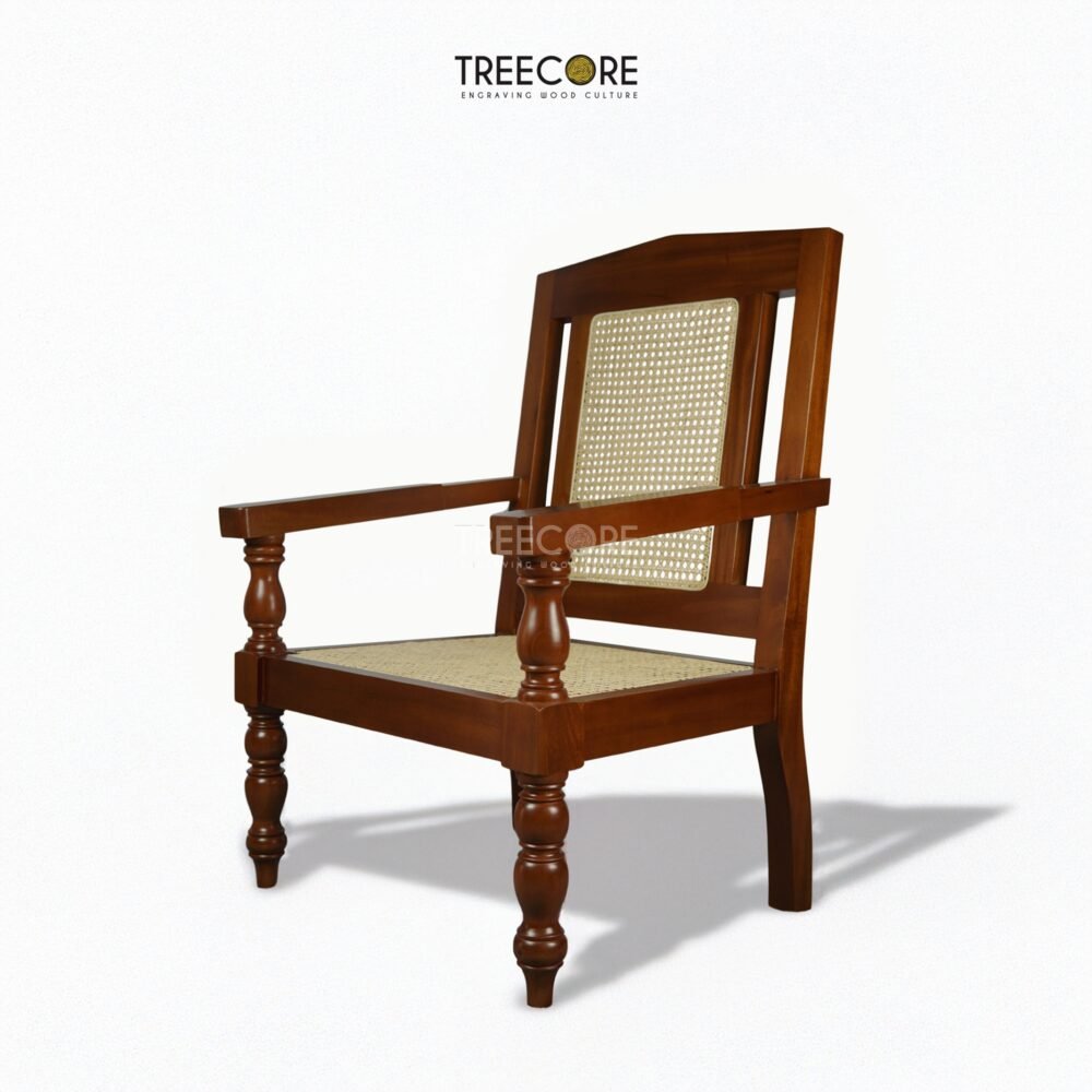 Timeless Rattan Wooden Chair with Elegant Turned Legs