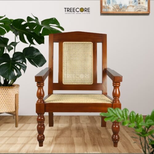 Timeless Rattan Wooden Chair with Elegant Turned Legs