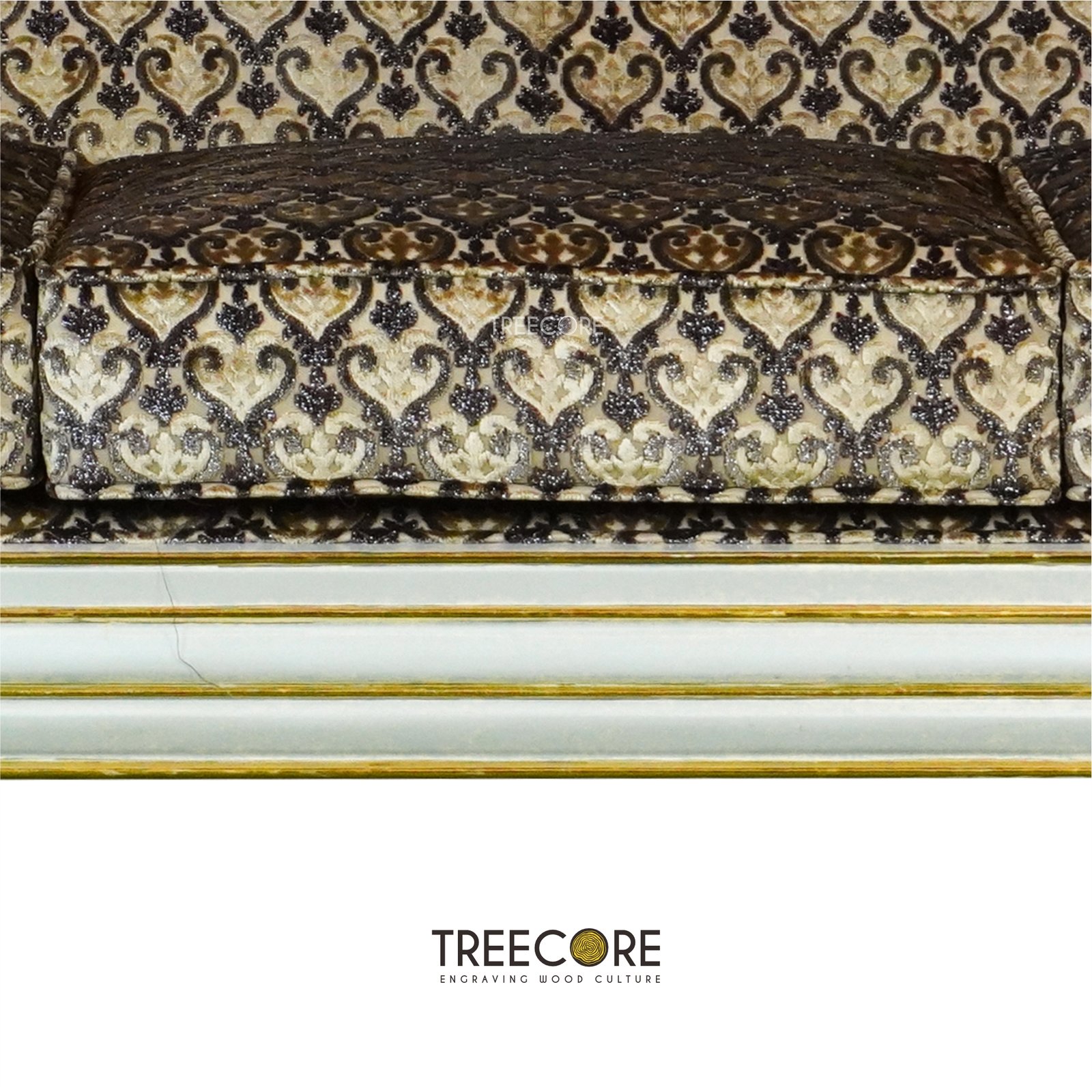 Luxury Three-Seater Sofa – Luxurious Carved Wood Frame and Plush Cushions