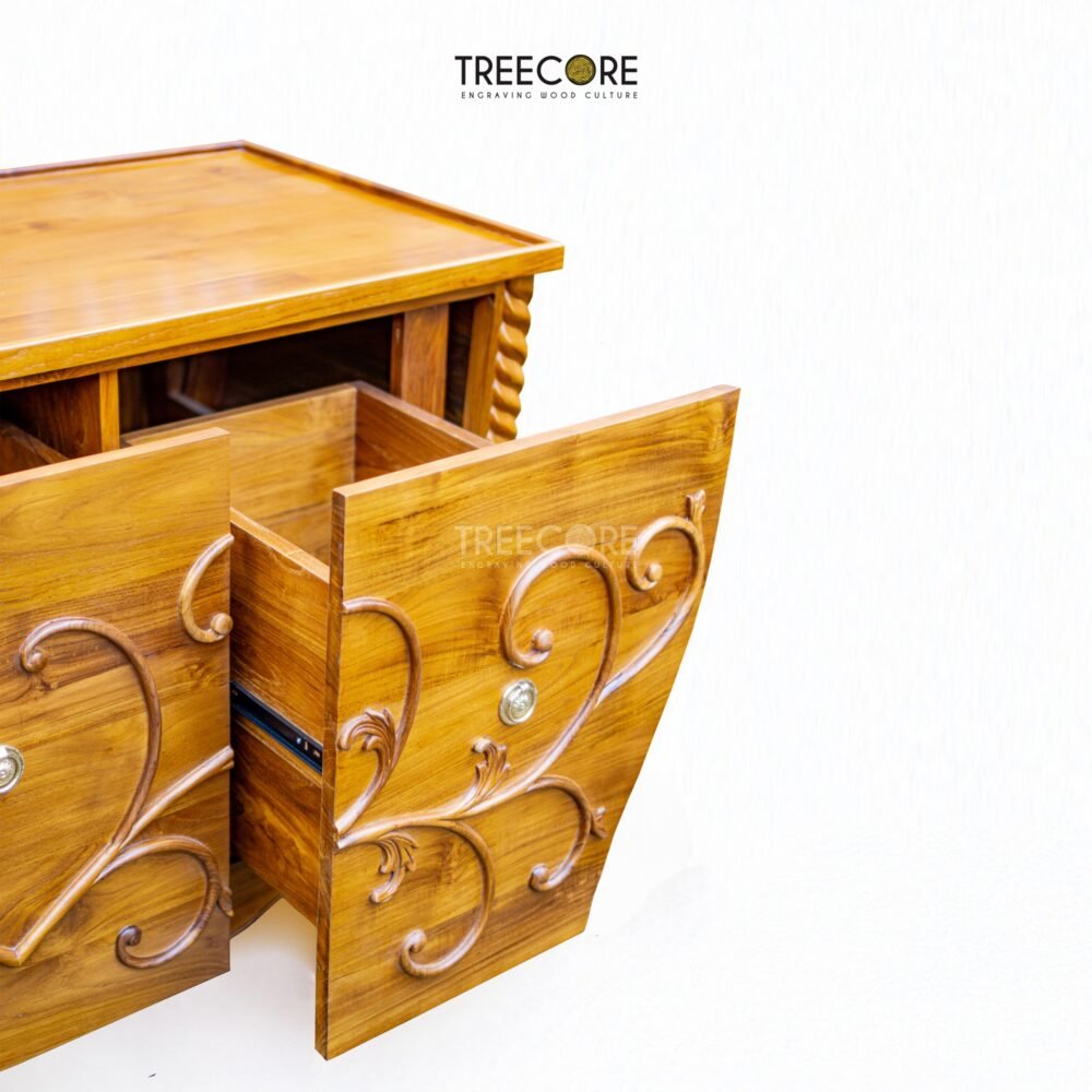 Classic Wooden Sideboard with Elegant Carvings and Spacious Drawers