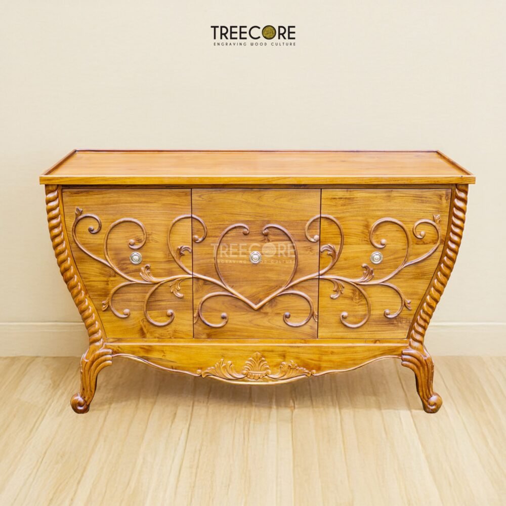 Classic Wooden Sideboard with Elegant Carvings and Spacious Drawers