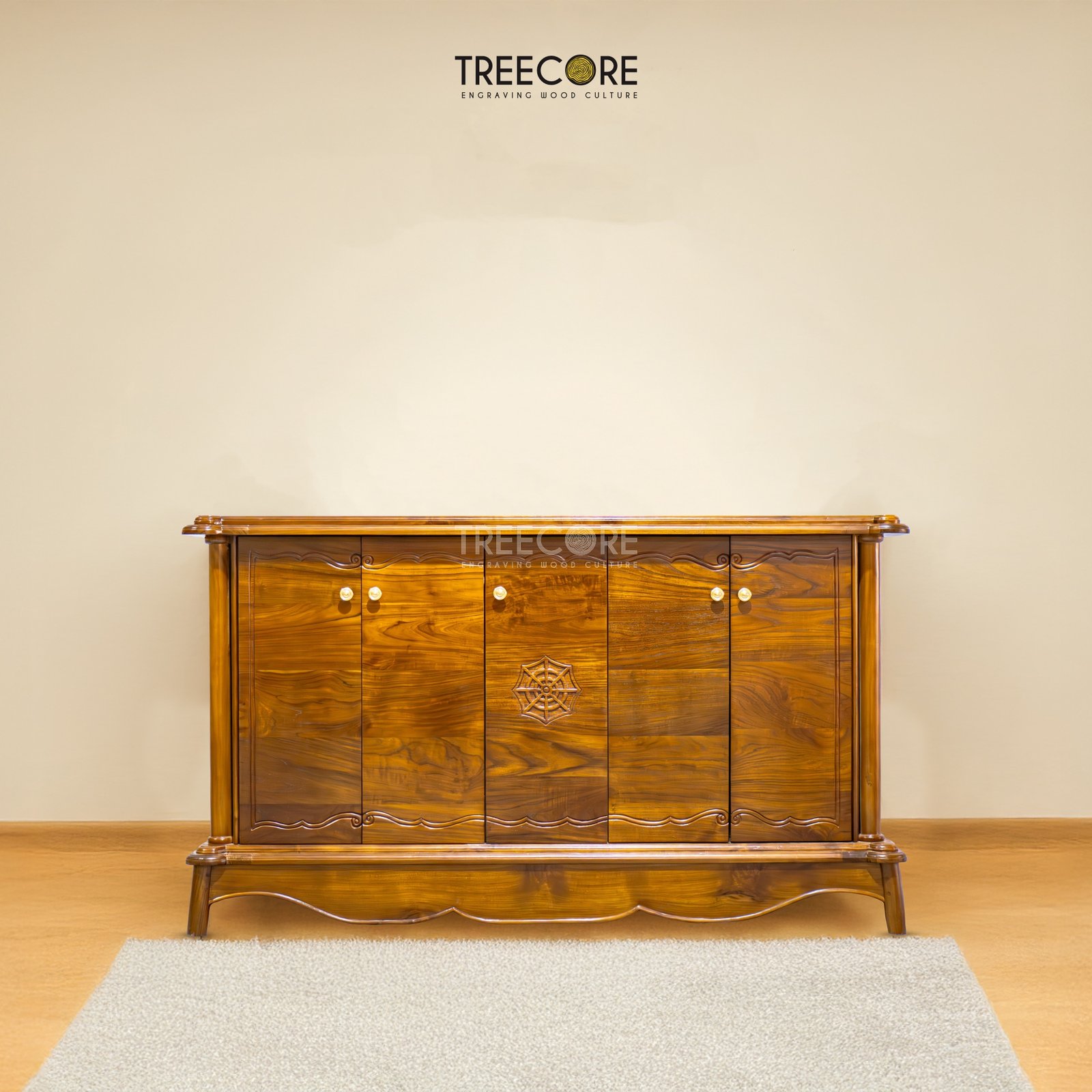 Triple Storage Wooden Cabinet with Clean Lines