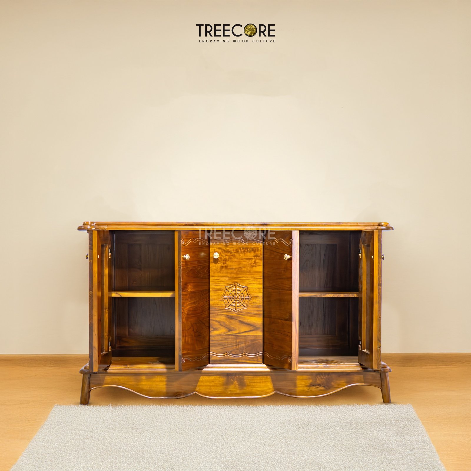 Triple Storage Wooden Cabinet with Clean Lines