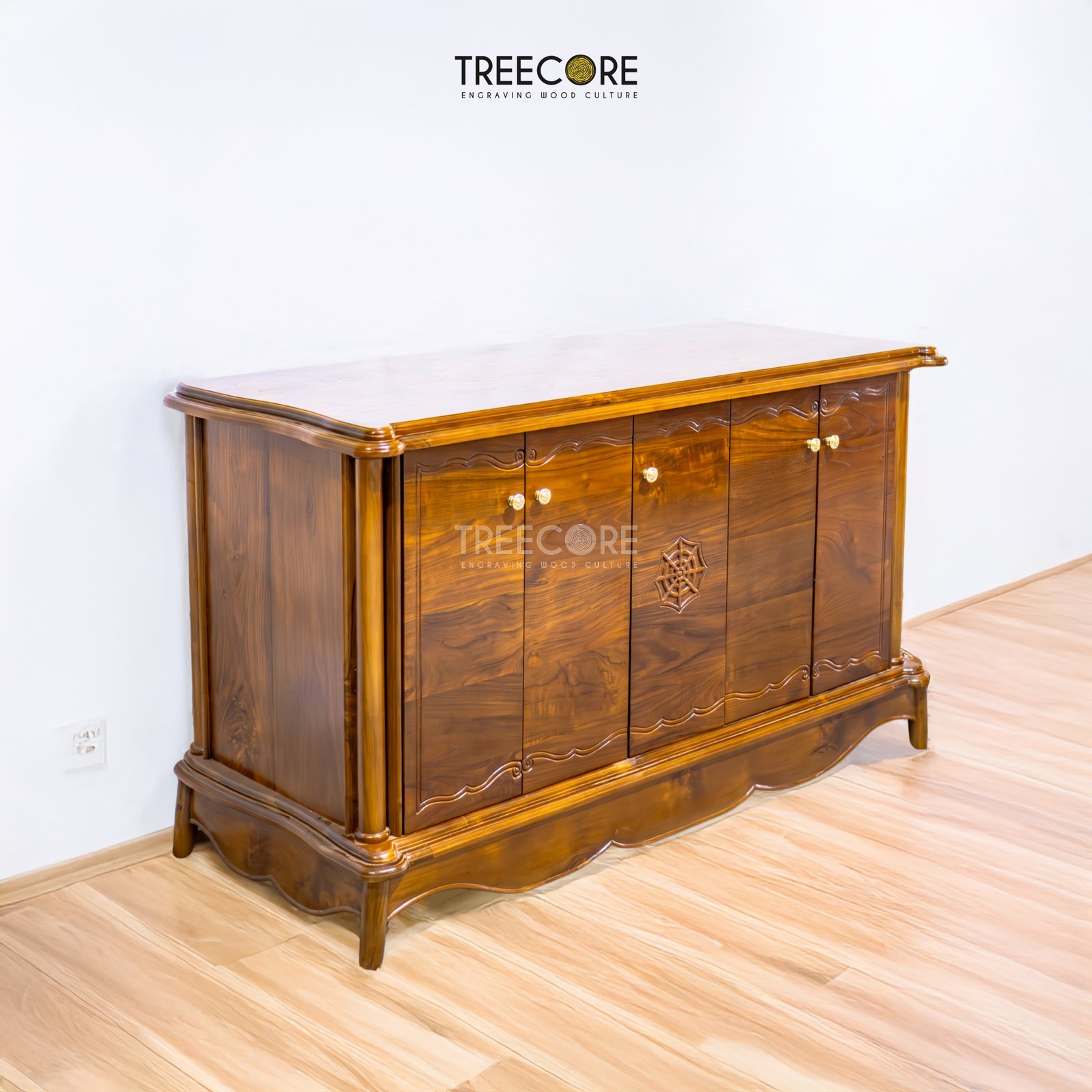Triple Storage Wooden Cabinet with Clean Lines