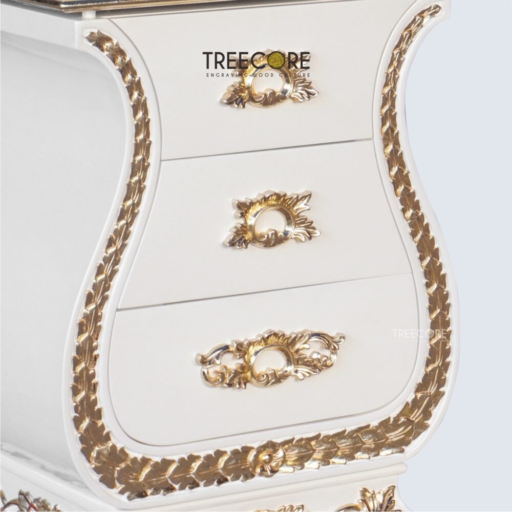White Classic Console with Gold Accent and Ample Storage
