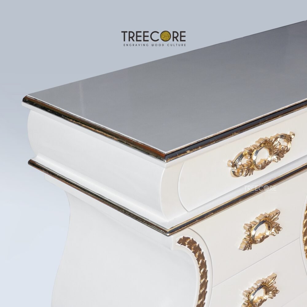White Classic Console with Gold Accent and Ample Storage