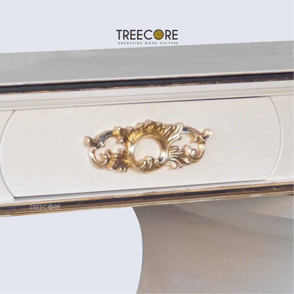 White Classic Console with Gold Accent and Ample Storage