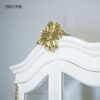 Wooden Rack Gold Accent with Double Glass Doors and Elegant Carved Details