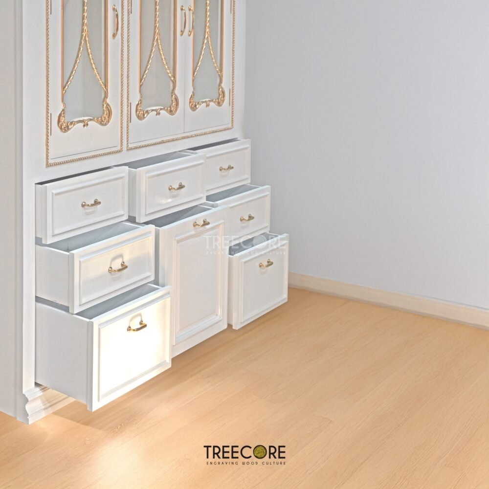 Storage-14-e2bd9a4a Luxurious Wooden Display Cabinet with Gold Carvings and Elegant Glazed Doors
