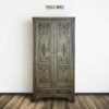 Vintage-Style Wooden Wardrobe with Intricate Hand-Carved Details