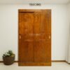 Wooden 2-Door Wardrobe with Sliding Doors and Carved Details