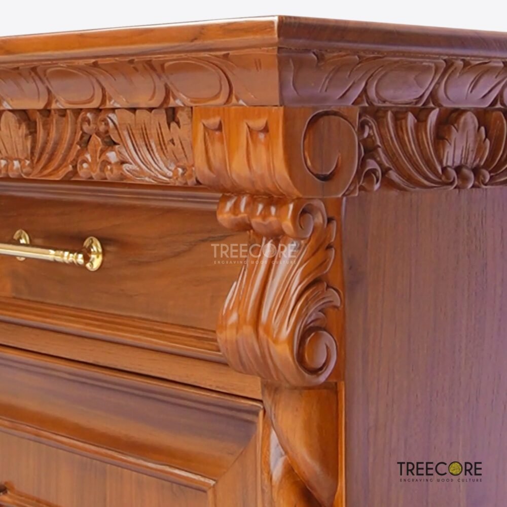 Versatile Wooden Carving Sideboard with Drawers and Elegant Carvings