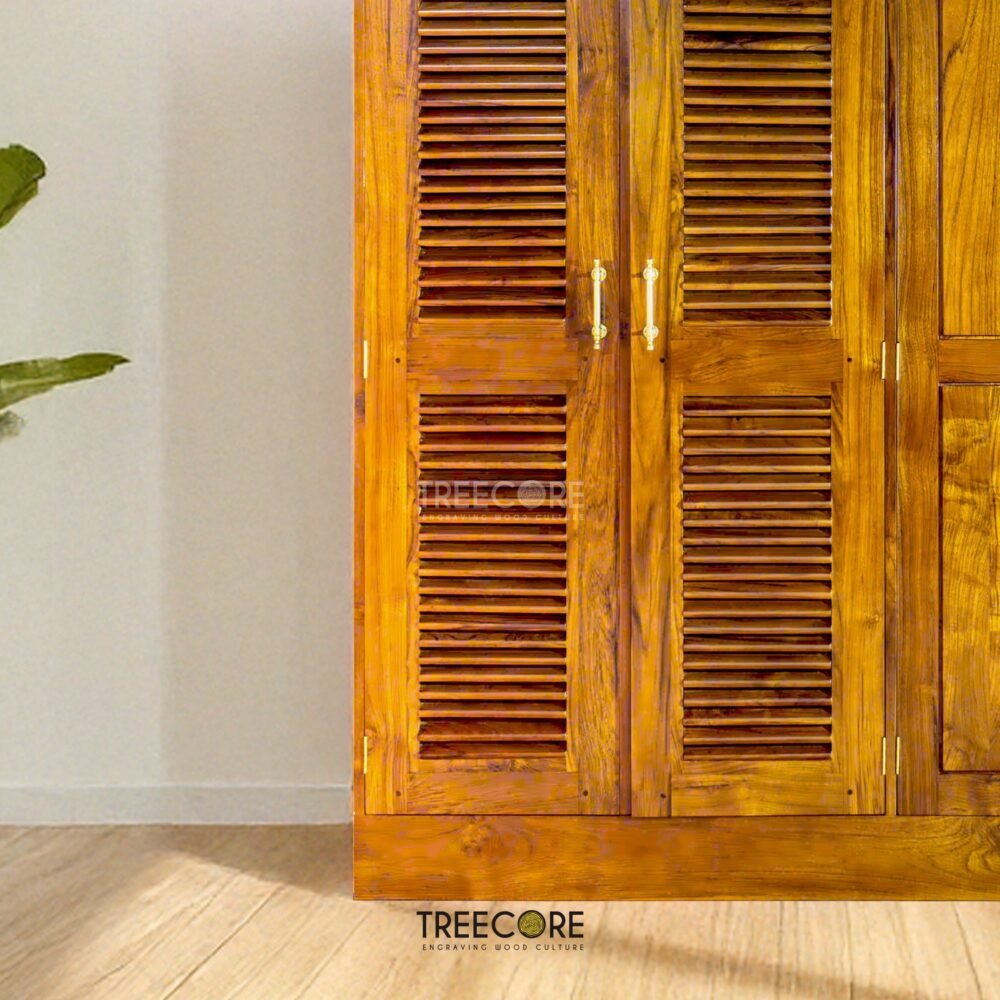 The Tropicwood 4-Door Wardrobe: Crafted Warmth and Breezy Elegance