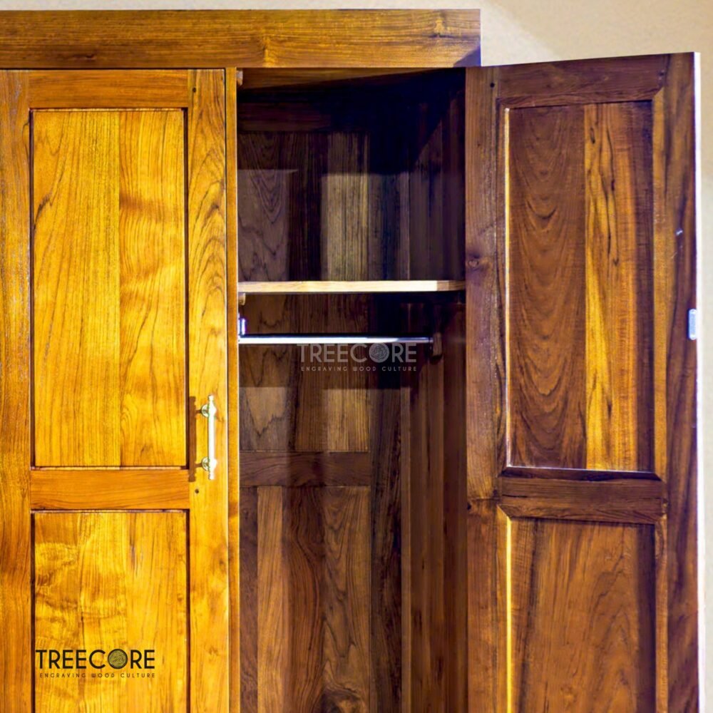 The Tropicwood 4-Door Wardrobe: Crafted Warmth and Breezy Elegance
