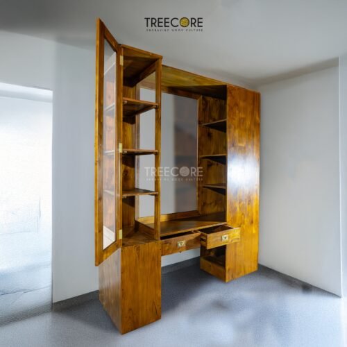 Refined Wood Dressing Table with Mixed Storage Design