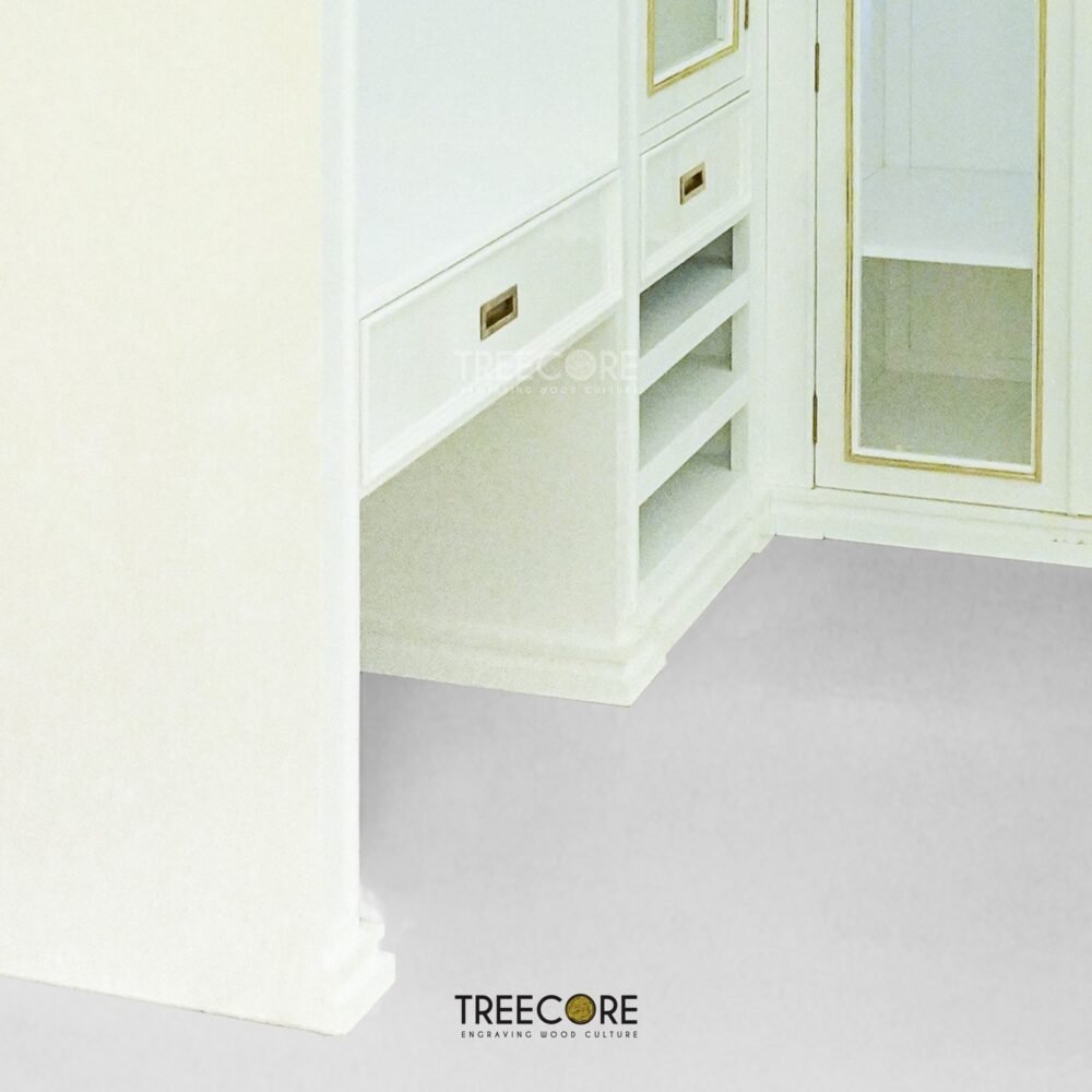 Royal Glass-Door Wardrobe with Integrated Dressing Table