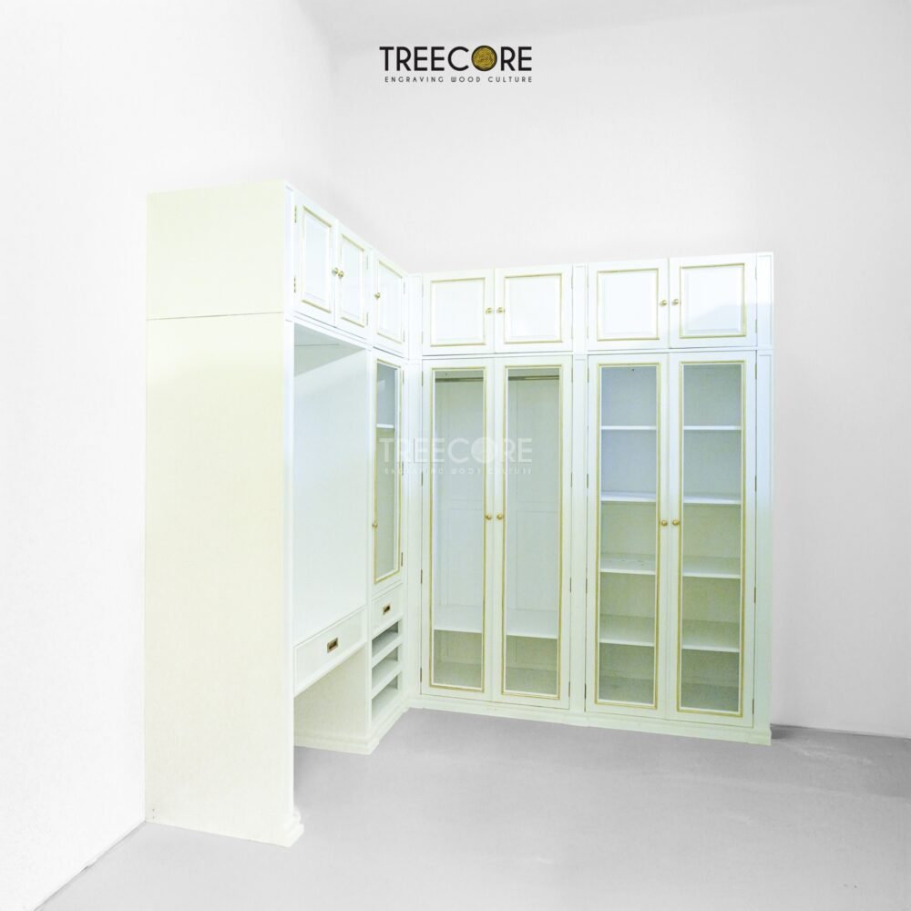 Royal Glass-Door Wardrobe with Integrated Dressing Table