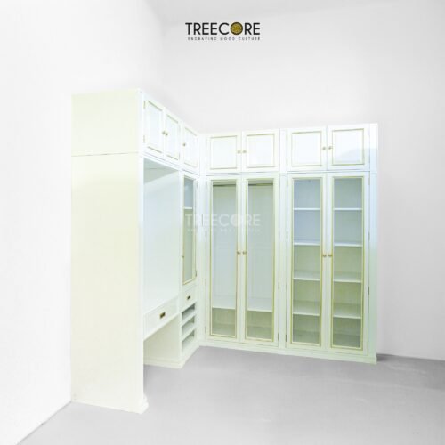Royal Glass-Door Wardrobe with Integrated Dressing Table