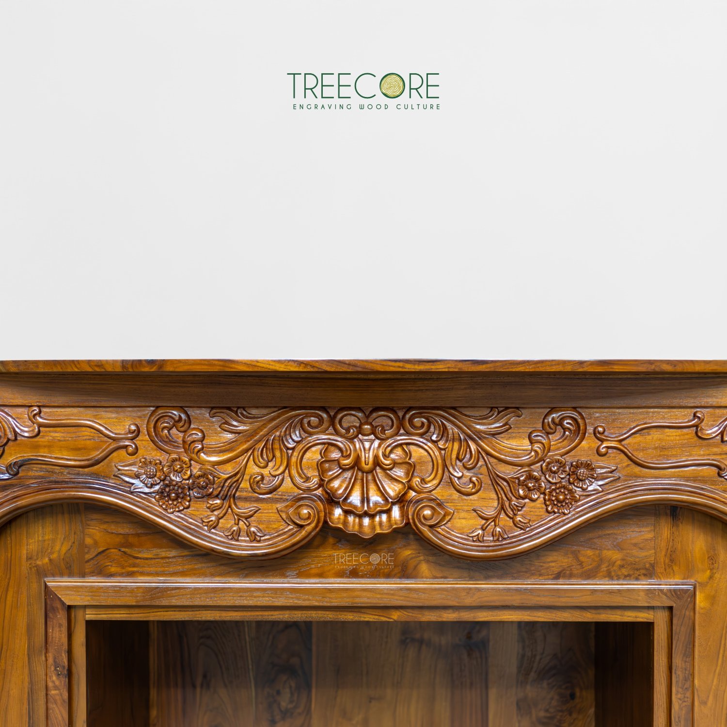 Classic Hand-Carved Wooden Cabinet with Majestic Detailing