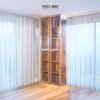 Wooden Minimalist Book Rack with Tiered Shelves and Pull Door Storage