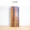Wooden Minimalist Book Rack with Tiered Shelves and Pull Door Storage