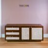 Wooden Sideboard with Rattan Doors