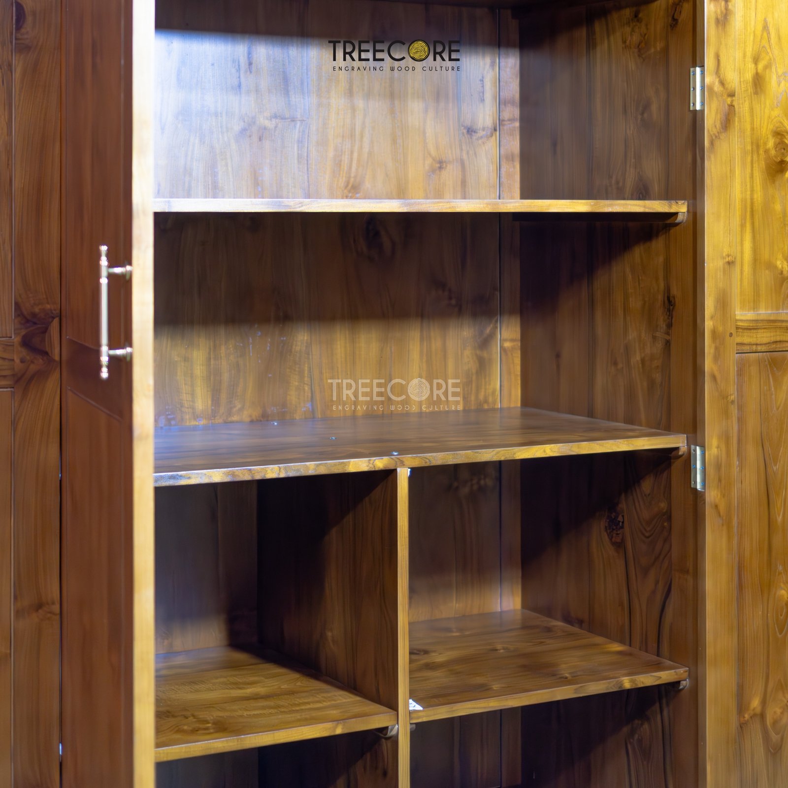 Rustic 4-Door Wardrobe with Spacious Storage and Hanging Area