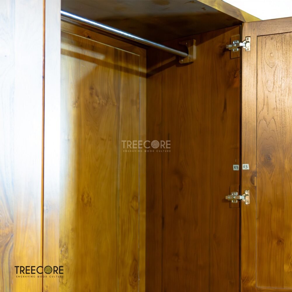 Rustic 4-Door Wardrobe with Spacious Storage and Hanging Area