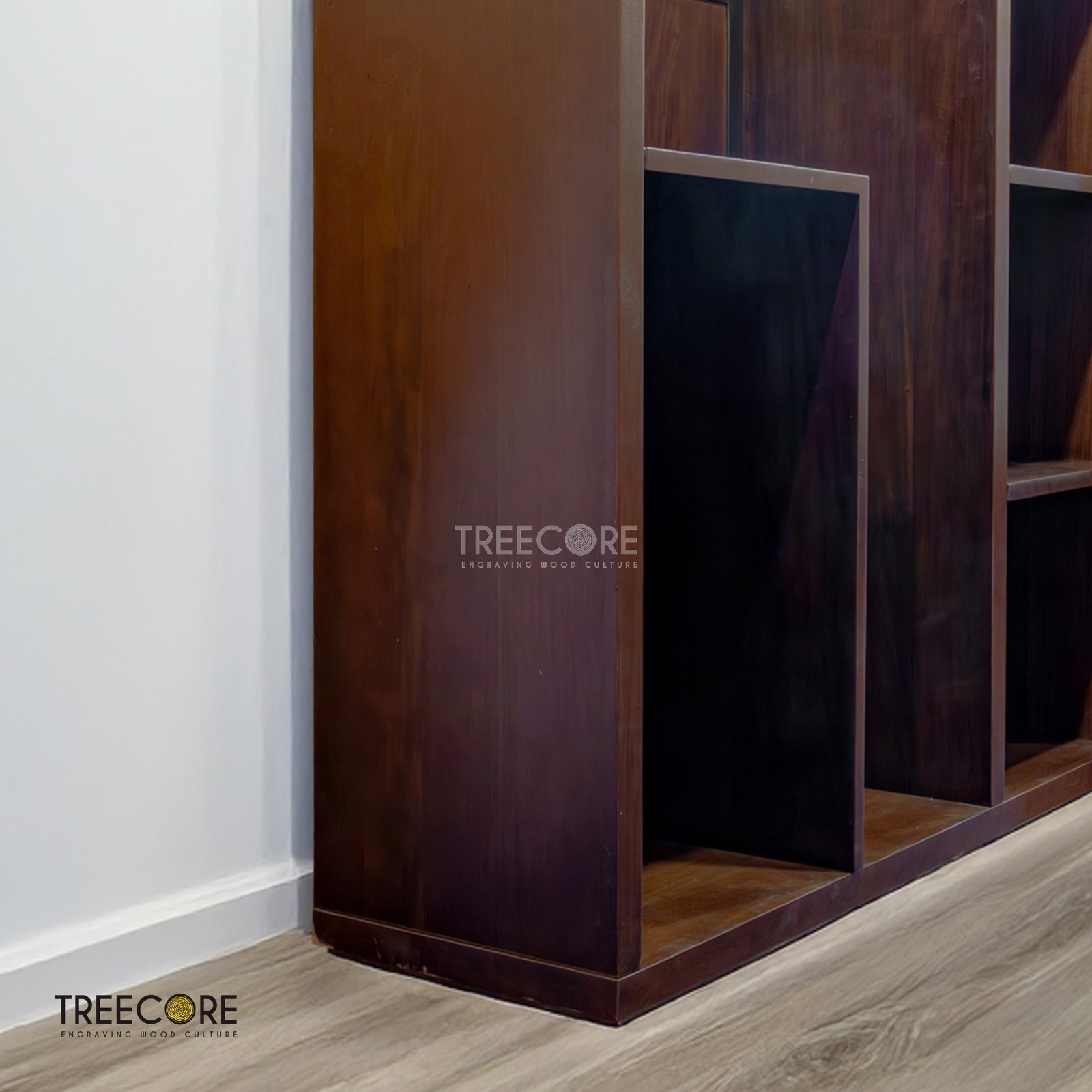 Open Wardrobe Storage with Hanging Rail and Natural Wooden Finish