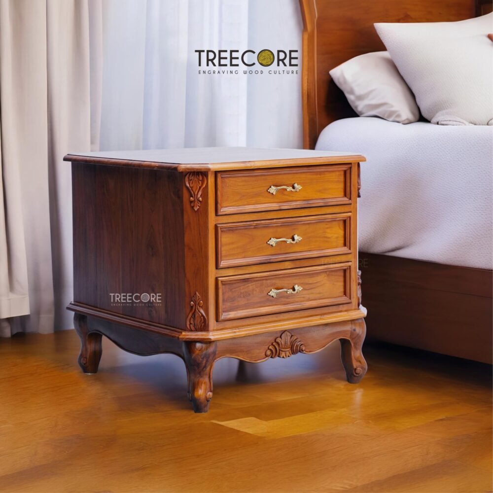 Wooden 3 Drawers Nightstand – Elegance Meets Artistry