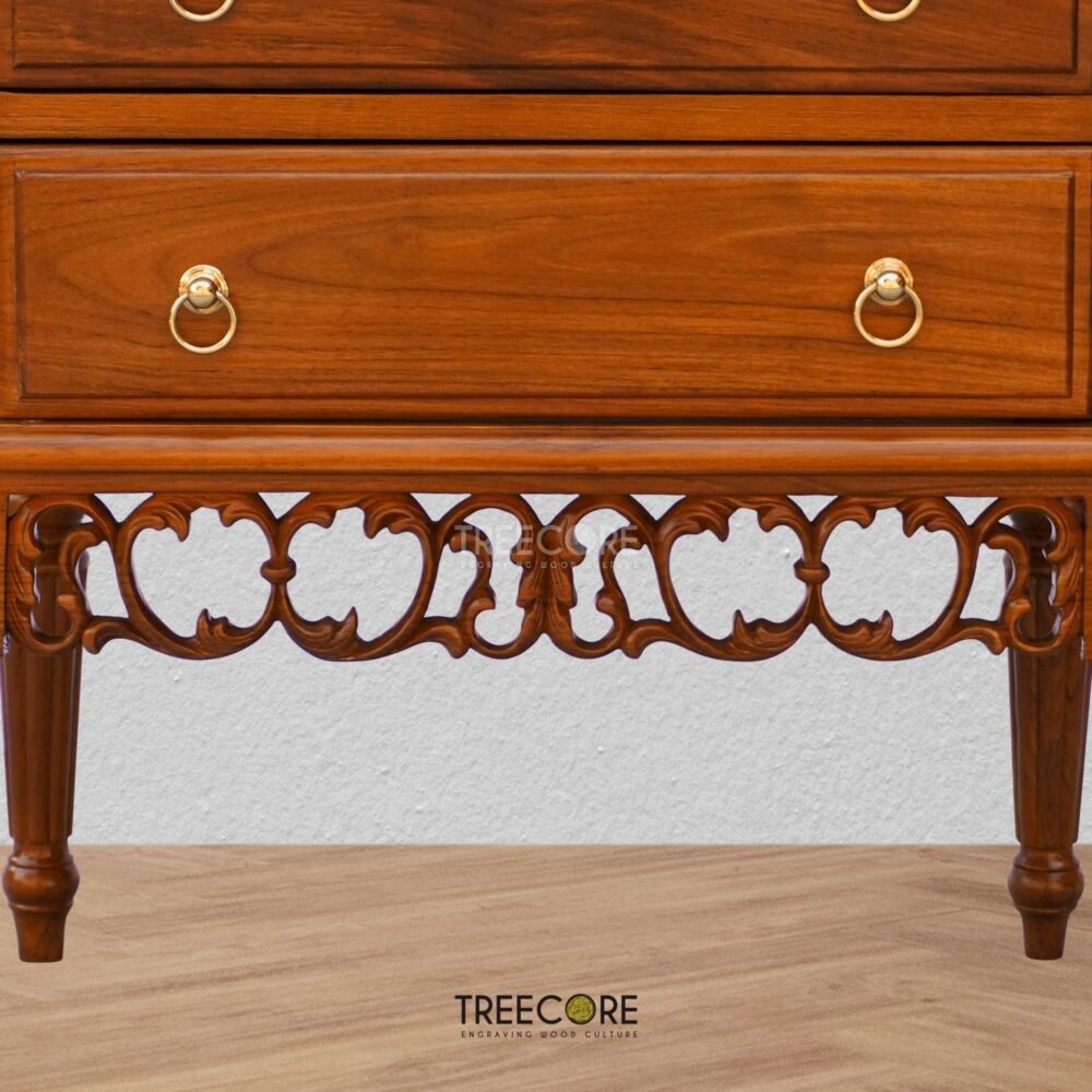 Minimalist Teak Wood Nightstand with 2 Drawers – Timeless Elegance & Practical Storage