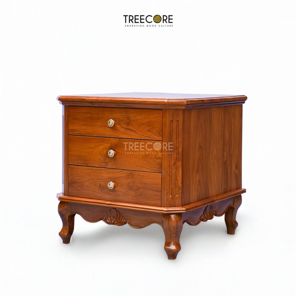 Wooden Nightstand with 3 Drawers – Timeless Elegance & Functional Storage