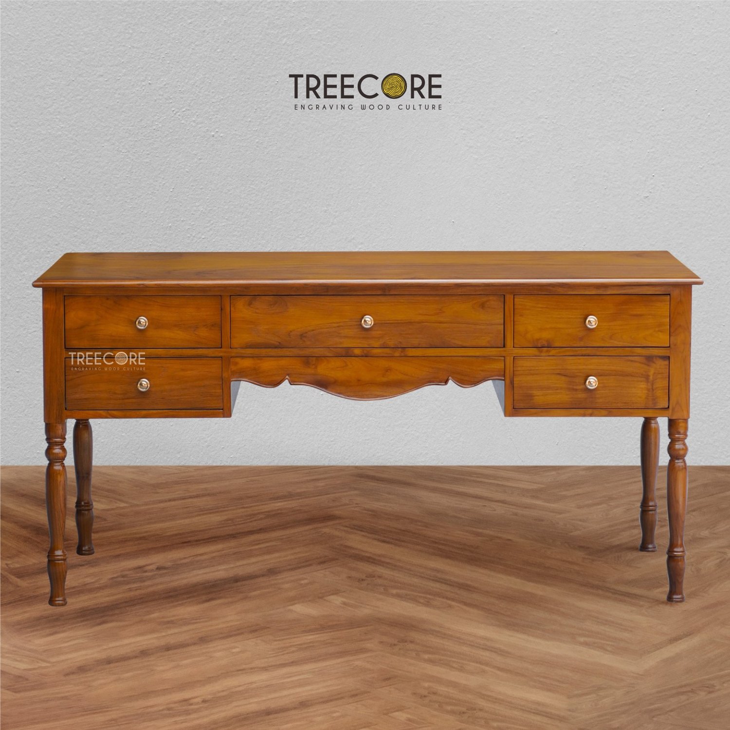 Vintage Wooden Writing Desk with Storage Drawers – Ideal for Study or Workspace