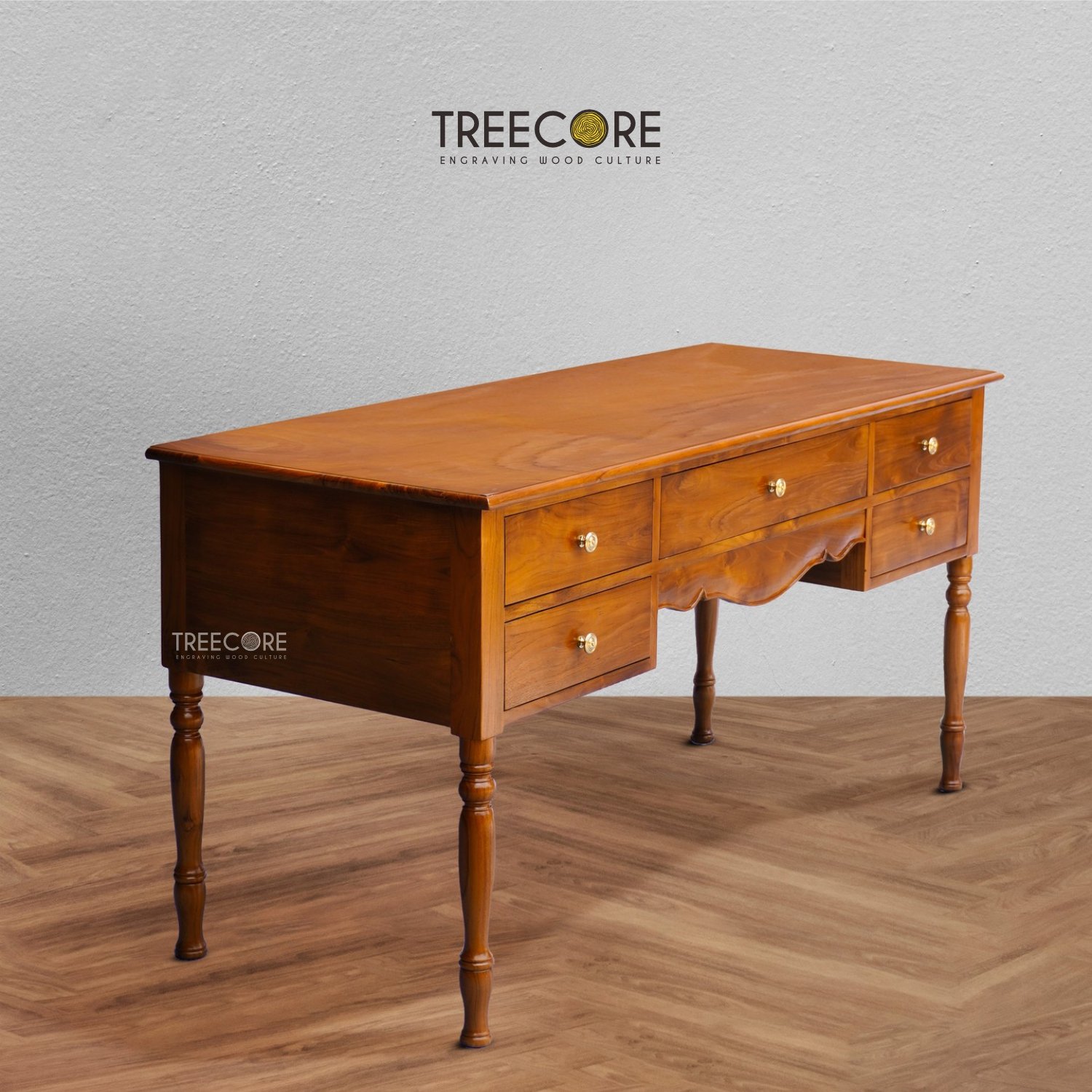 Vintage Wooden Writing Desk with Storage Drawers – Ideal for Study or Workspace