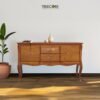 Functional Wooden Buffet Sideboard with Carved Details and Spacious Storage