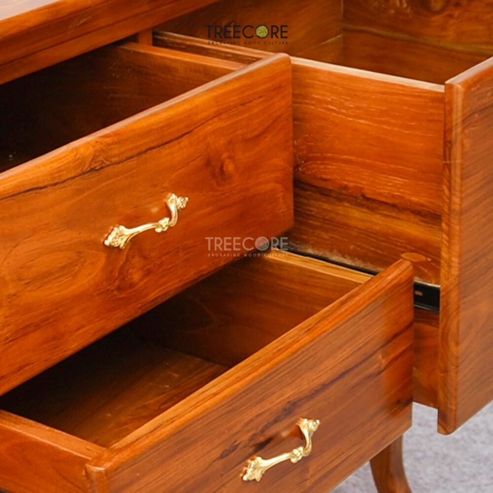 Functional Wooden Buffet Sideboard with Carved Details and Spacious Storage