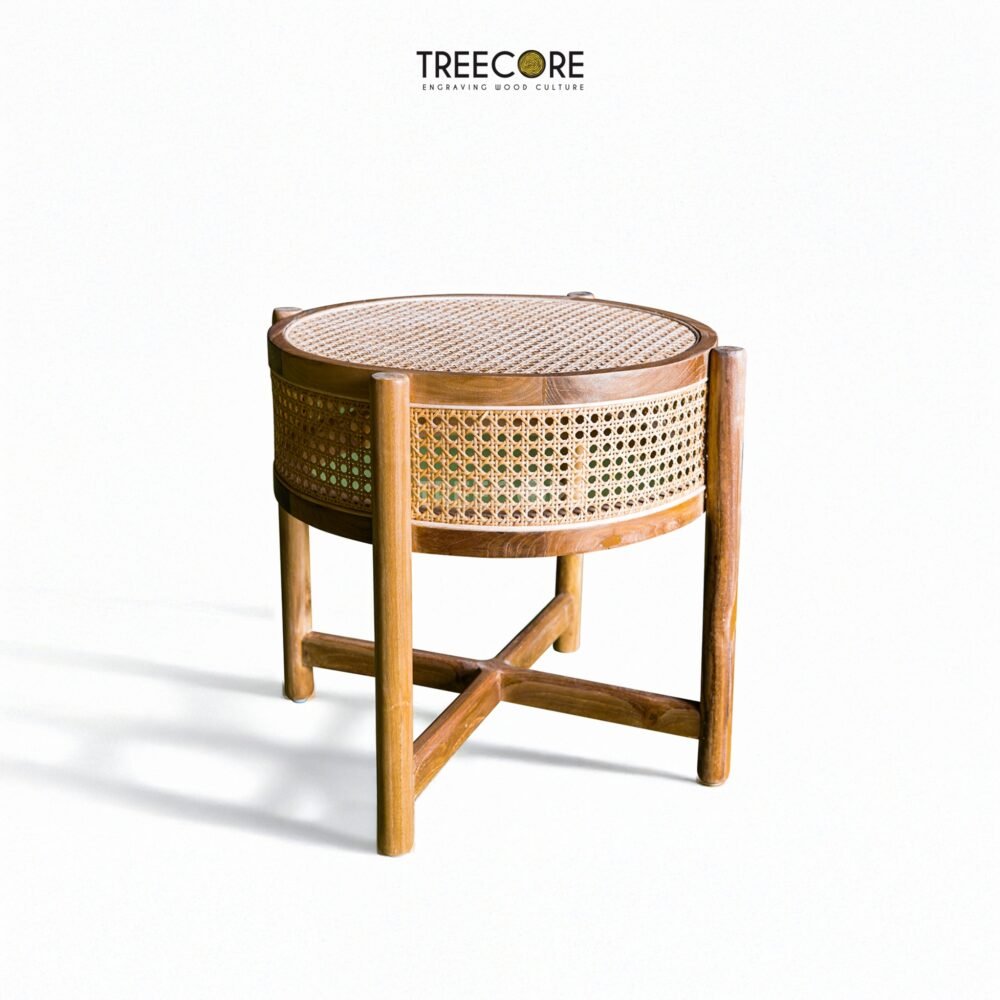 Natural Wooden Rattan Table for Stylish Room Accents