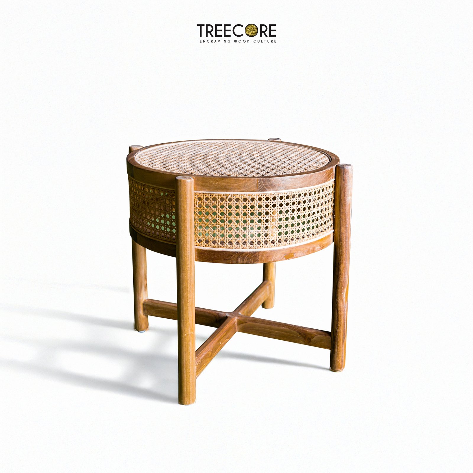 Natural Wooden & Rattan Table for Stylish Room Accents