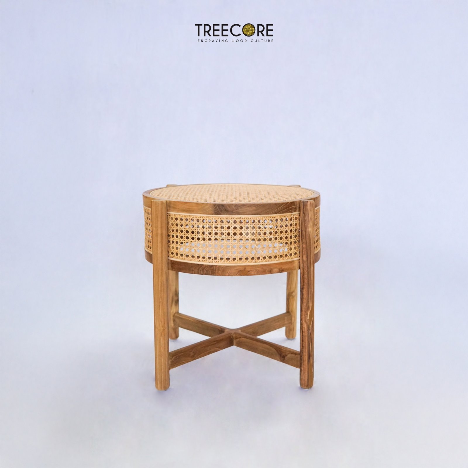 Natural Wooden & Rattan Table