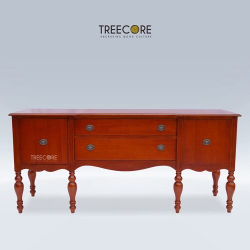 Sturdy Wood Sideboard with Functional Drawers and Classic Turned Legs