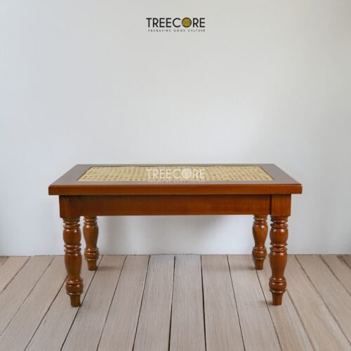 Rustic Charm Coffee Table with Handcrafted Rattan Top