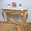 Gold-Carved Console Table with White Marble Surface