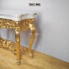 Gold-Carved Console Table with White Marble Surface