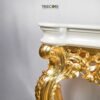 Gold-Carved Console Table with White Marble Surface