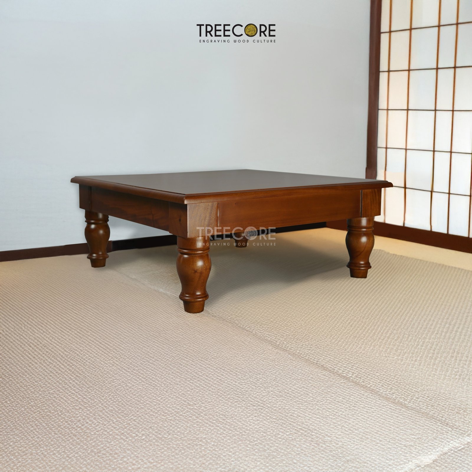 Hand-Turned Coffee Table with Classic Rounded Legs