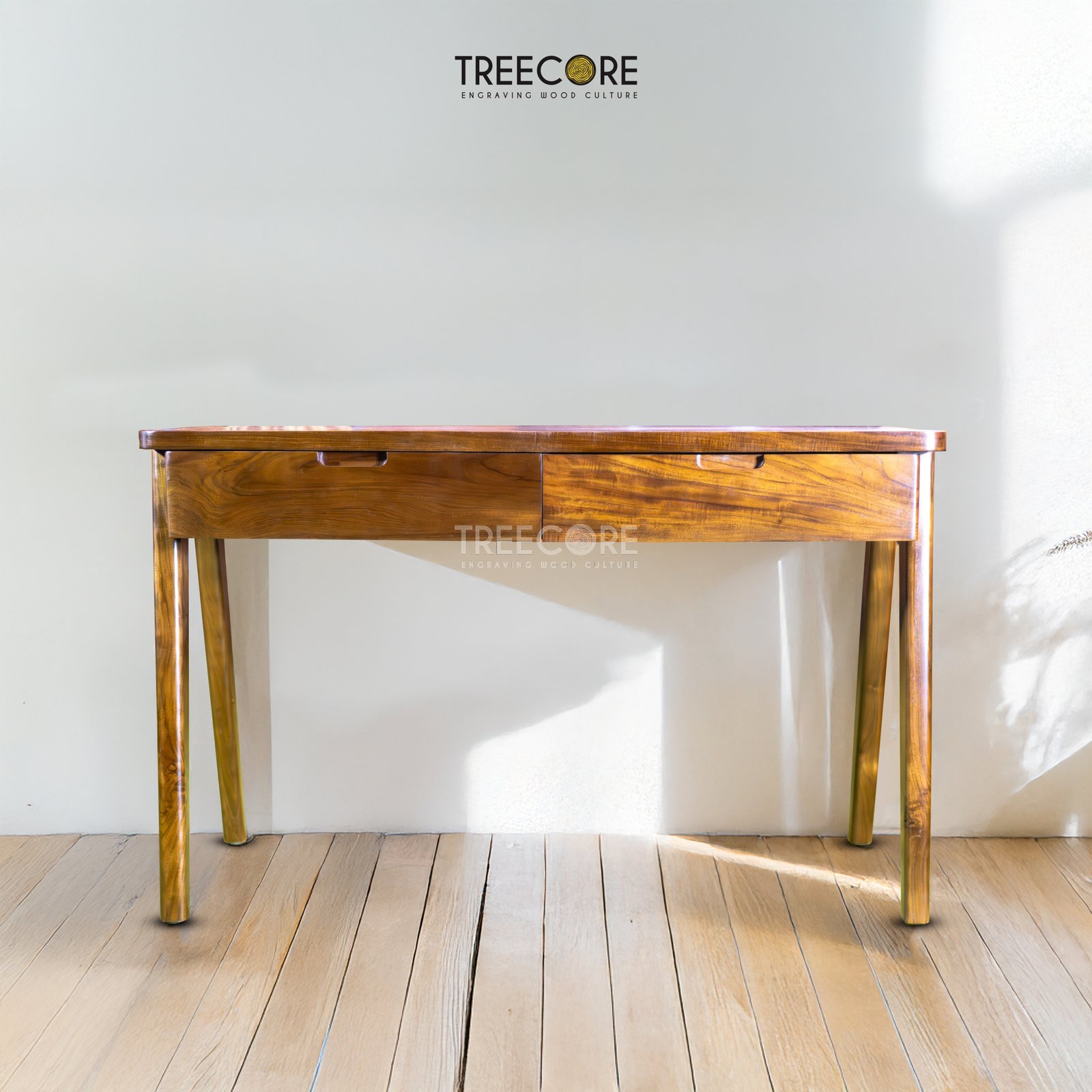 Minimalist Wooden Study Table with Two Drawers