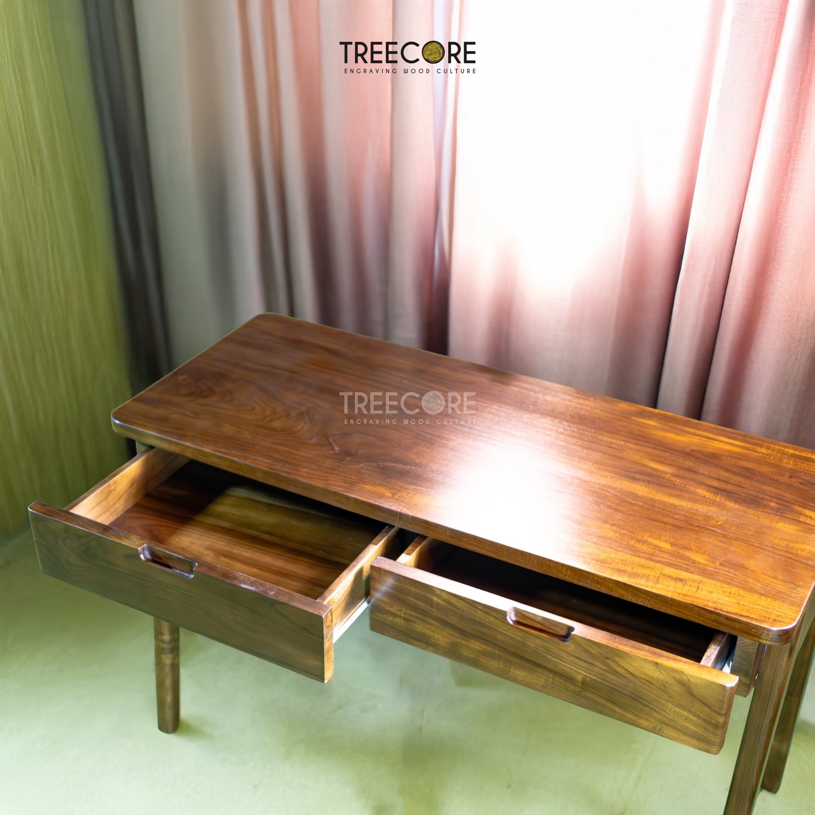 Minimalist Wooden Study Table with Two Drawers
