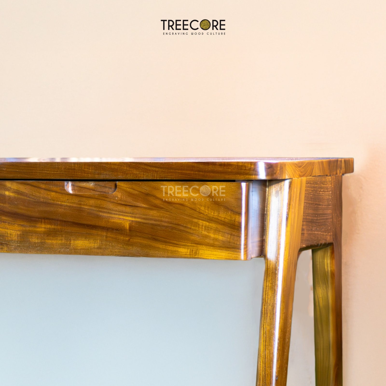 Minimalist Wooden Study Table with Two Drawers